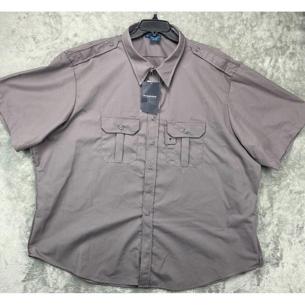 NWT Propper® Tactical Dress Shirt‎ Gray 4XL Short Sleeve Button Up Ripstop